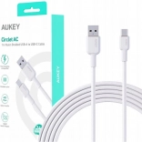 Câble Aukey USB‑C vers USB‑A 1 m 60 W PD avec gaine en nylon blanc