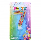 bougie de fête pour gâteau – chiffre 7, rayures