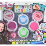 Craies pour cheveux et autocollants pour ongles – set coloré pour enfants