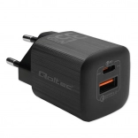 Chargeur secteur QOLTEC 35 W GaN Ultra, 1× USB‑C PD + 1× USB‑A, noir