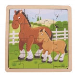 Puzzle encadré en bois Cheval avec poulain – BIGJIGS TOYS