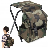 Chaise de pêche pliante avec sac à dos 3-en-1, camouflage