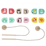 Cubika Nos mamans – ensemble d’enfilage en bois pour enfants
