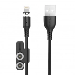 Câble de charge magnétique 3‑en‑1 FONENG X62, USB vers USB‑C / Lightning / Micro USB, 2,4 A, 1 m, noir