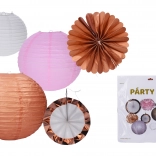 Mix fête de décorations en papier – lampions, pompons et décorations suspendues (lot de 12 pcs)