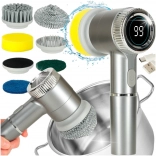 Brosse électrique de nettoyage 5-en-1 avec écran LED pour salle de bain, joints et sols