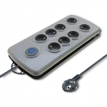 Multiprise parasurtenseur Quick Switch, 8 prises, 2,5 m, gris