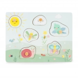 Puzzle sensoriel en bois ECOTOYS avec textures tactiles, 6 pièces