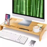 Support d’écran en bambou avec organiseur