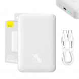 batterie externe magnétique Baseus 10000 mAh avec charge sans fil et USB‑C 20 W, blanche