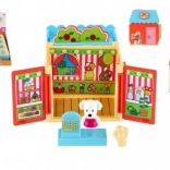 Petite maison en plastique avec animal et accessoires – glacier, fleuriste ou salon de beauté