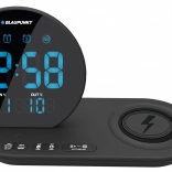 Radio-réveil FM avec charge sans fil Qi et capteur de température – noir