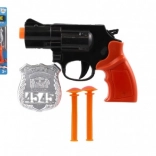 Pistolet de police avec badge et fléchettes à ventouse, 15 cm