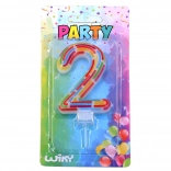 Bougie de fête numéro 2 à rayures