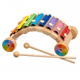 Xylophone arc-en-ciel en bois sur roulettes LUCY & LEO