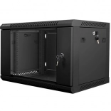 Armoire serveur murale 19'' 6U 600x450 mm noire avec porte en verre