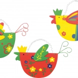 Poules en bois colorées – lot de 3 pcs