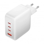 Chargeur secteur Vention 140W GaN avec 3× USB‑C et USB‑A (blanc)