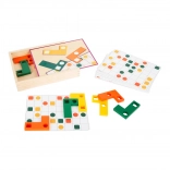 Jeu de logique en bois Small Foot – puzzle coloré avec cartes modèles