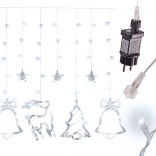Rideau lumineux LED suspendu avec motifs de rennes et symboles de Noël 2,5 m – Blanc