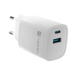 Natec Ribera GaN chargeur USB avec 1x USB-A et 1x USB-C 30W blanc