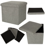 Pouf de rangement pliable gris 38x38x38 cm