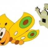 Magnèt en bois papillon jaune Dodo