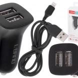 Chargeur voiture rapide double 2x USB 2,1 A avec câble Lightning L-BRND