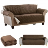 Housse de canapé matelassée réversible et couvre-lit 240 × 165 cm – brun/crème