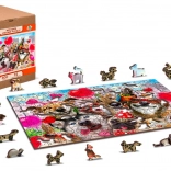 Puzzle en bois Temps pour la fête 2 en 1