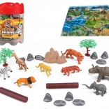 Set safari d’animaux 21 pièces avec boîte portable et tapis de jeu