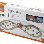 Circuit de train en bois 39 pcs