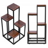 Support pour plantes avec étagères ModernHome 4 niveaux métal et MDF noyer foncé