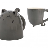 tasse chat grise avec queue comme anse