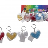 Porte-clés en forme de cœur avec petites pierres colorées