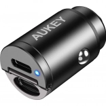 AUKEY mini chargeur voiture en aluminium 2× USB‑C avec Power Delivery et Quick Charge 3.0, 30 W, PPS