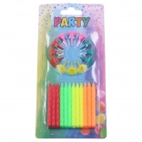 Bougies de fête colorées 24 pcs avec supports néon