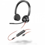Casque Poly Blackwire 3325 MS avec USB‑C, adaptateur USB‑A et connecteur 3,5 mm