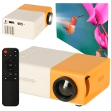 Mini projecteur LED avec TFT LCD, 24–60 pouces, HDMI/USB, prise en charge 1080p – blanc‑orange