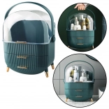 Organisateur de cosmétiques avec couvercle transparent et deux tiroirs vert