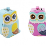 Tirelire en métal en forme de chouette avec serrure, 16 cm, 2 couleurs