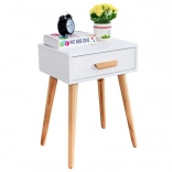 table de chevet ou table basse en bois de pin modernhome, blanche