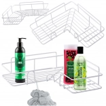 Étagère d’angle de douche pour salle de bain avec crochets, autocollante, blanche