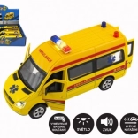 Ambulance – petite voiture métal‑plastique avec lumières et sons, 15 cm, à rétrofriction