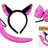 Set de carnaval chat – oreilles, nœud papillon et queue