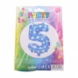 Ballon gonflable chiffre 5 bleu avec petites étoiles