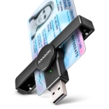 Lecteur de cartes à puce et d’identification pliable de poche USB‑A AXAGON PocketReader