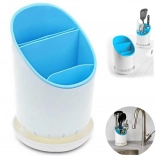 Organisateur pour couverts de cuisine avec égouttoir bleu