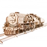 Puzzle mécanique en bois UGEARS V-Express locomotive à vapeur avec tender