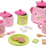 Service à thé en bois Rose